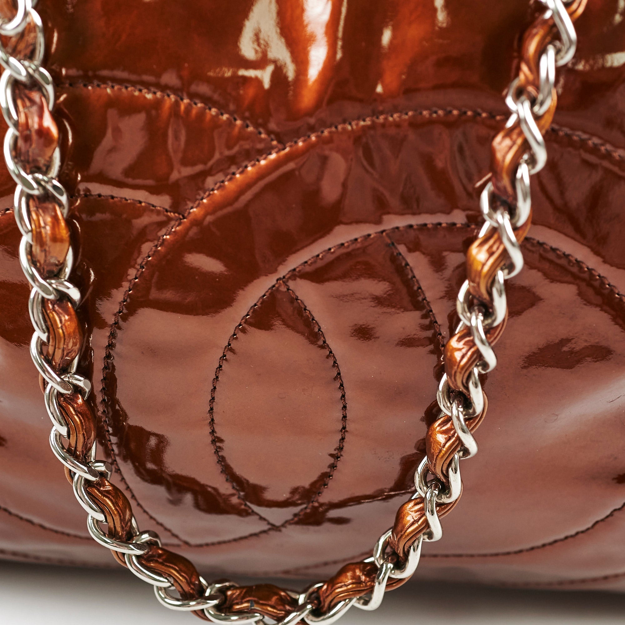 Deal of The Week  - Chanel Large Metallic Patent Tote Bronze 12 Series