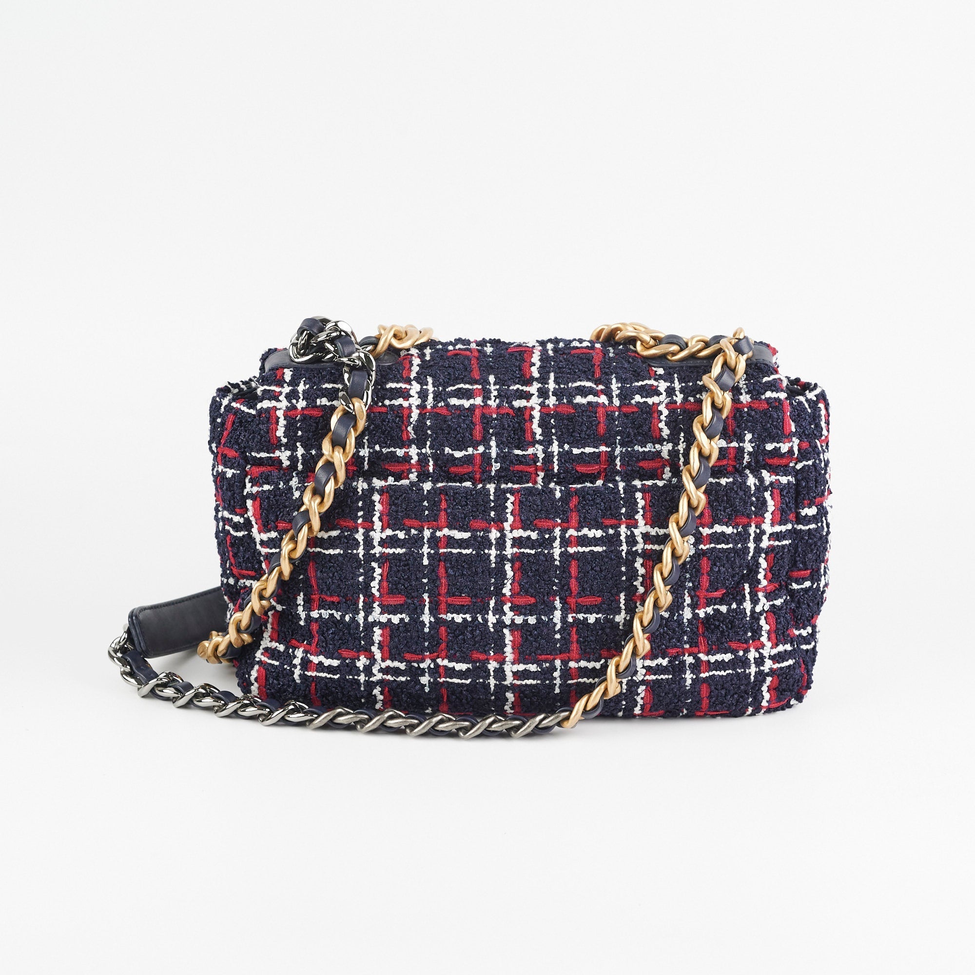 Chanel 19 Small Tweed Navy Bag