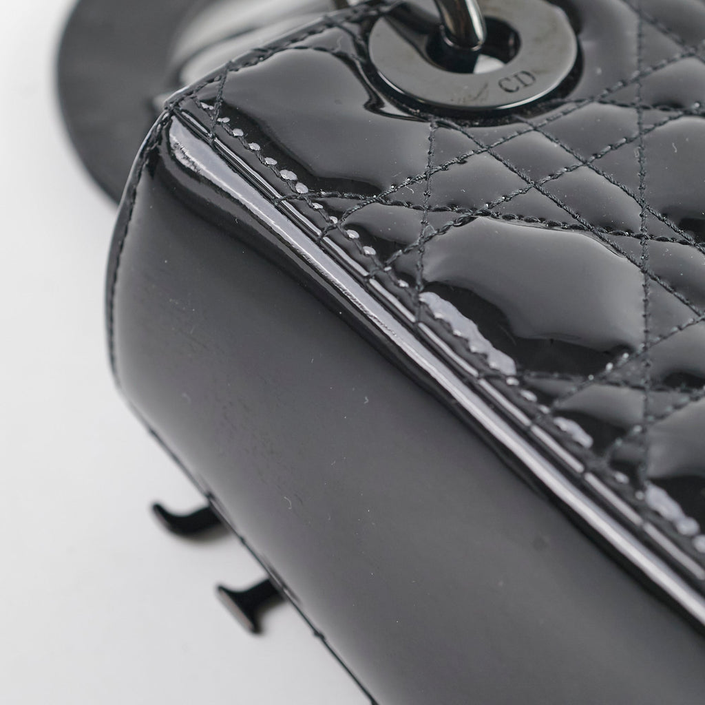 Christian Dior Small Lady Dior Patent Black