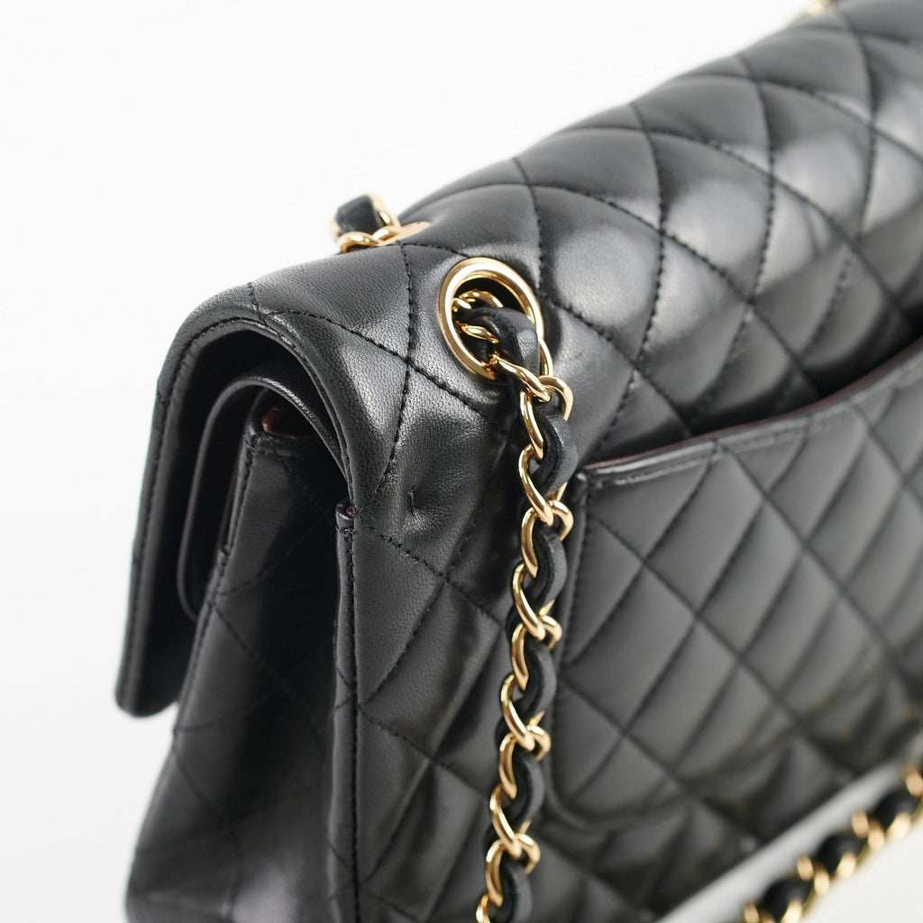 Chanel Classic Lambskin M/L Medium/Large Flap Black