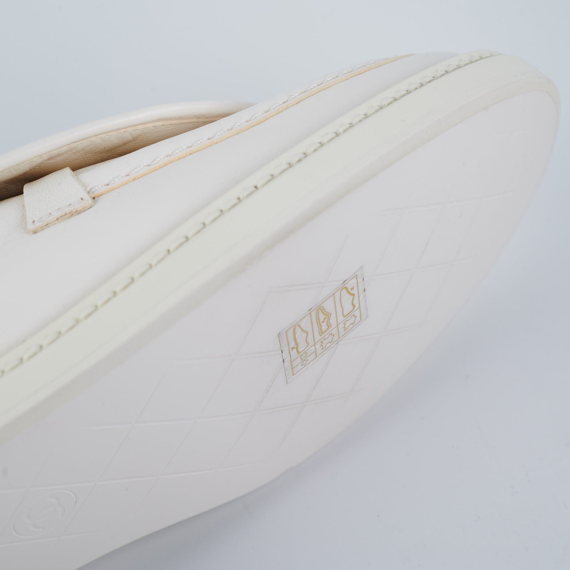 Chanel White 39.5 Logo Loafers