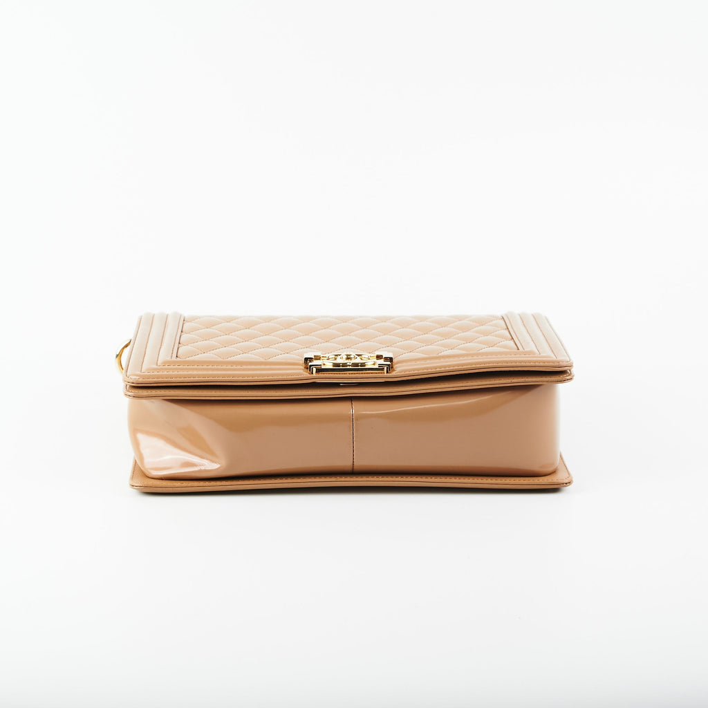 Chanel New Medium Boy Dark Beige Iridescent Patent