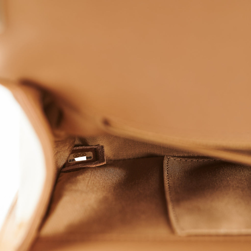 Chanel New Medium Boy Dark Beige Iridescent Patent
