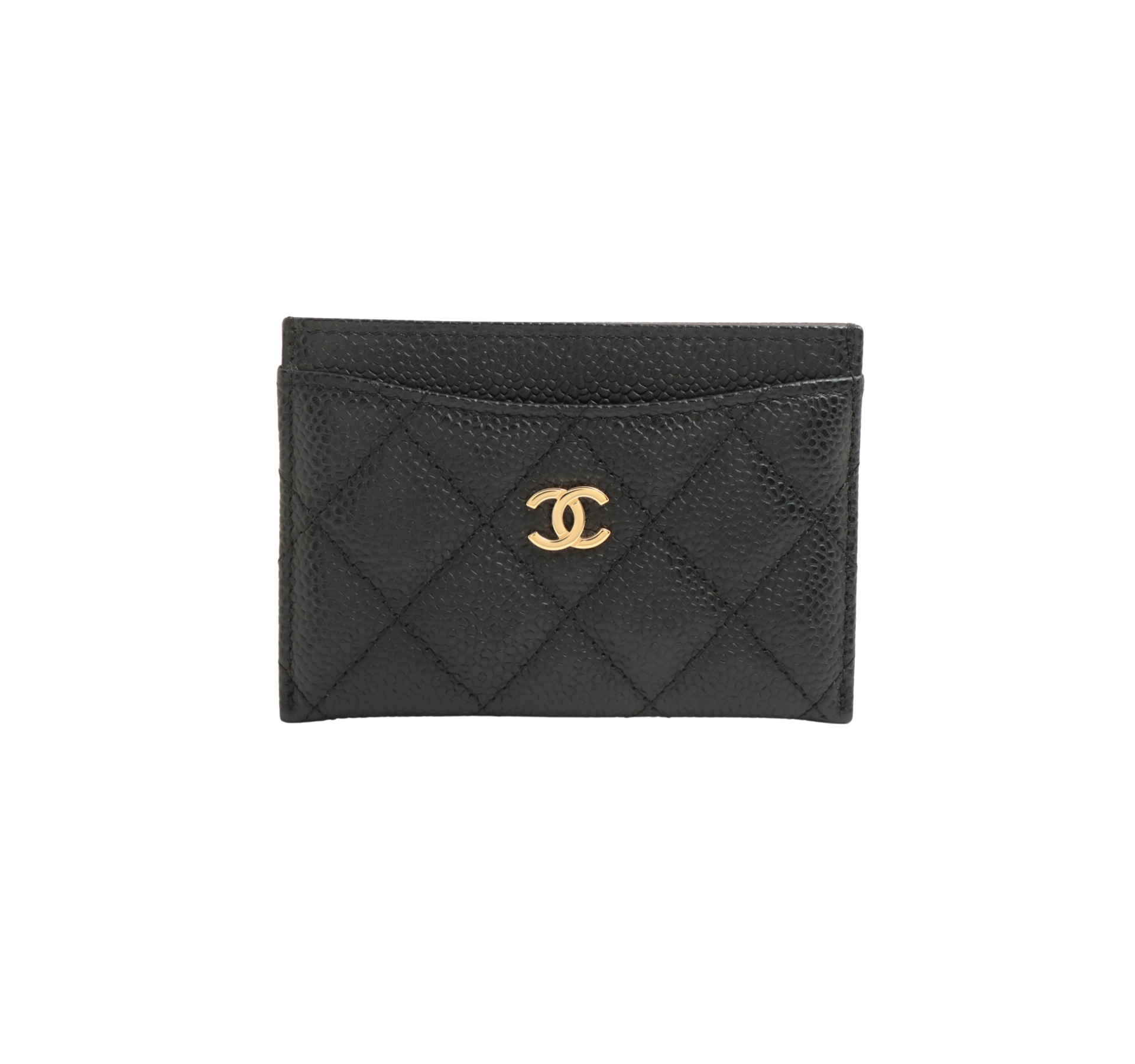 Chanel Flat Caviar Black Gold Cardholder