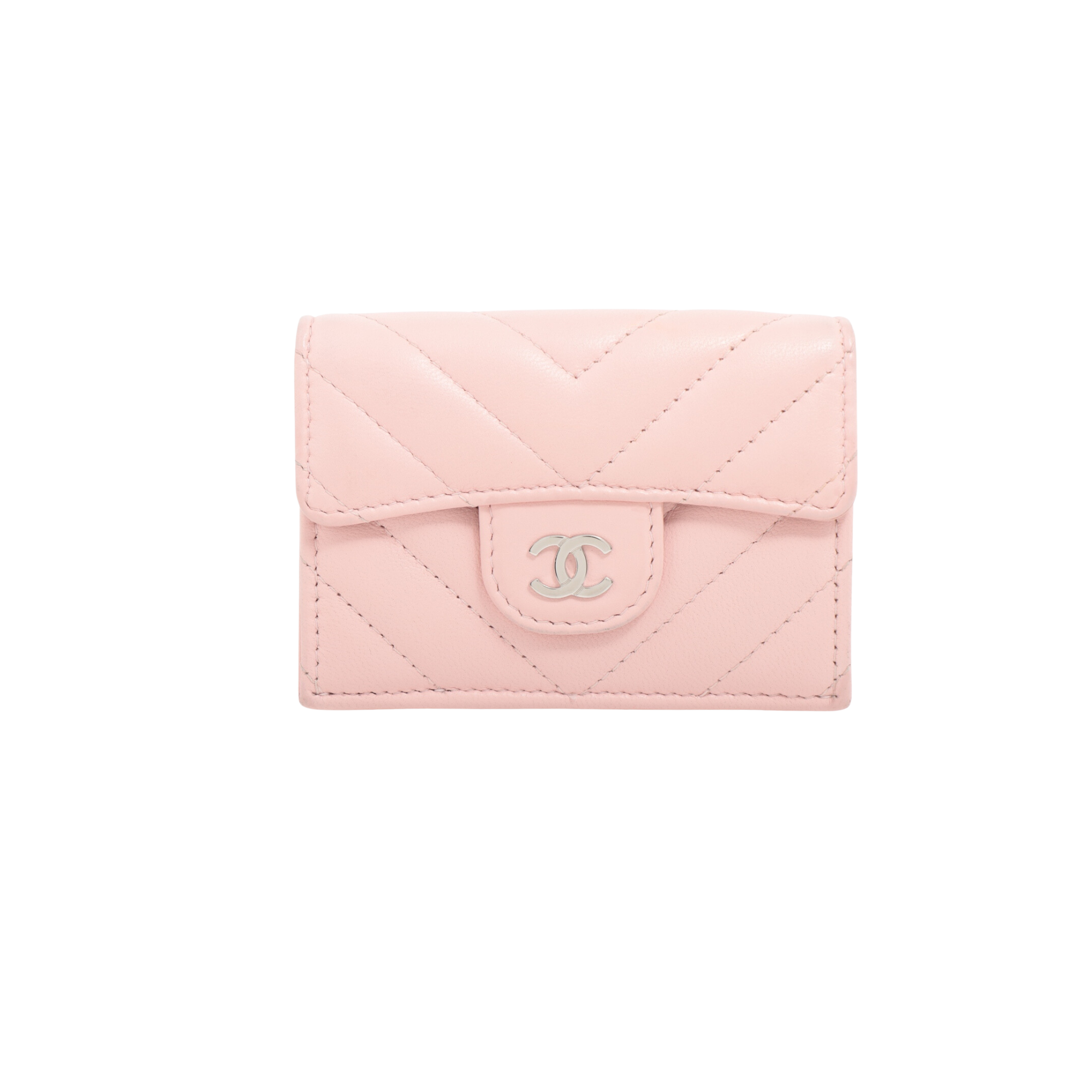 Chanel Chevron Compact Wallet Light Pink