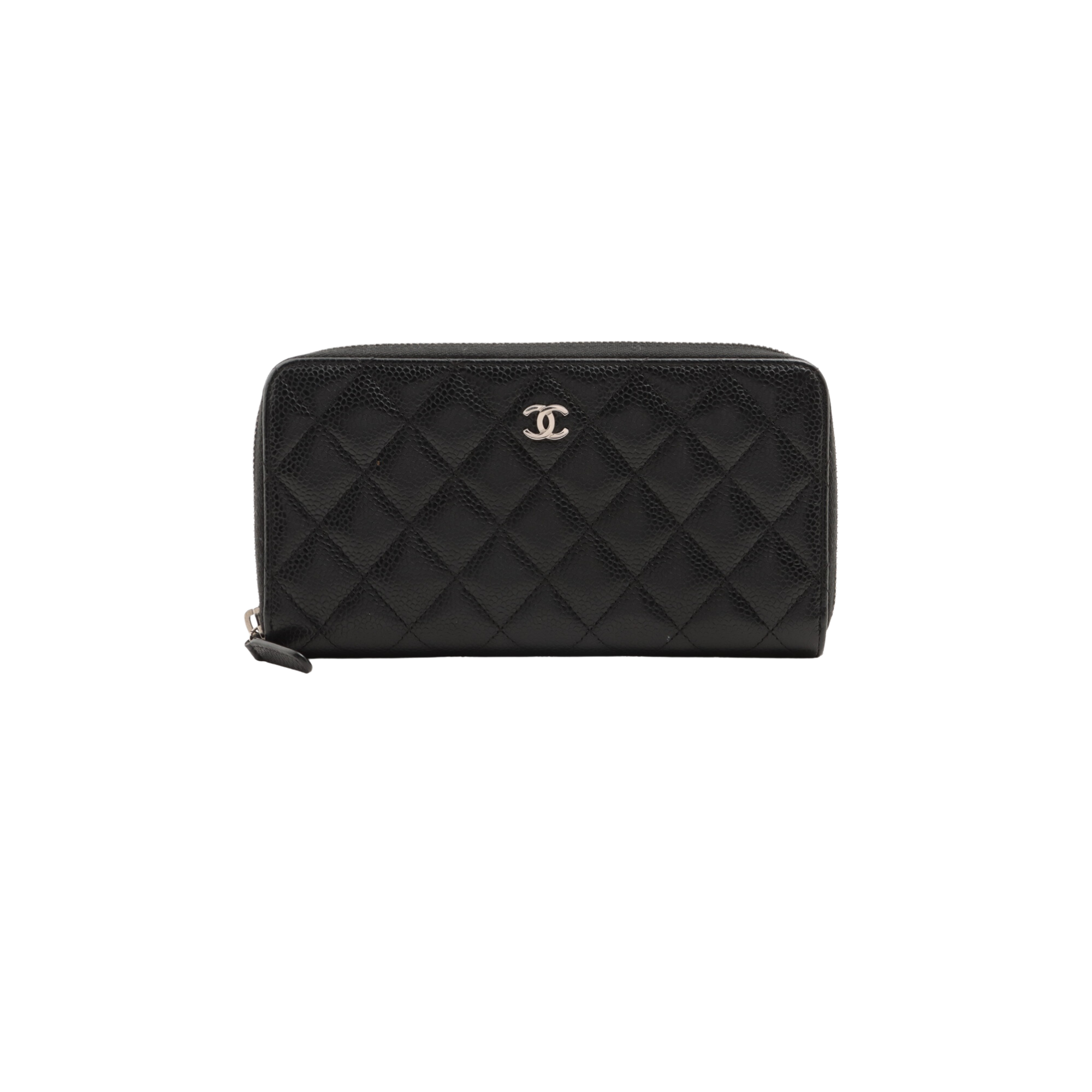 Chanel Caviar Long Zip Wallet Black