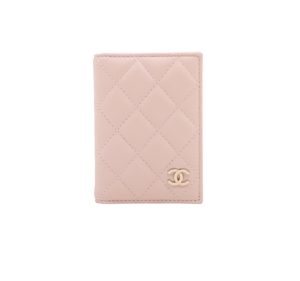 Chanel Vertical Fold Lambskin Pink Card Case