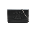 Chanel Coco Mark Caviar Black Wallet On Chain WOC