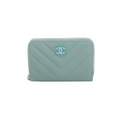 Chanel Chevron Caviar Green/Grey Coin Case