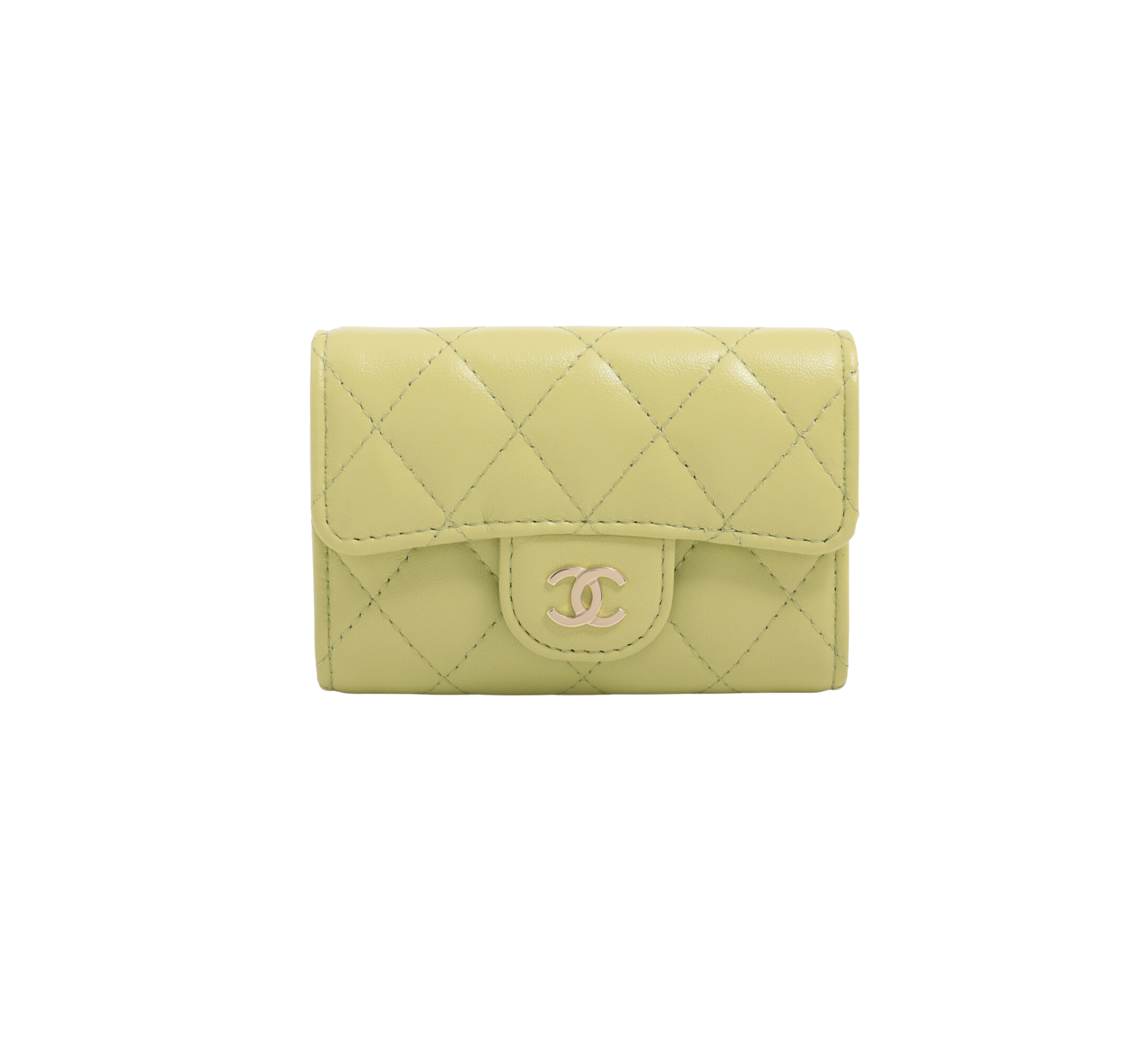 Chanel Lambskin 4 Ring Light Green Keyholder Microchipped