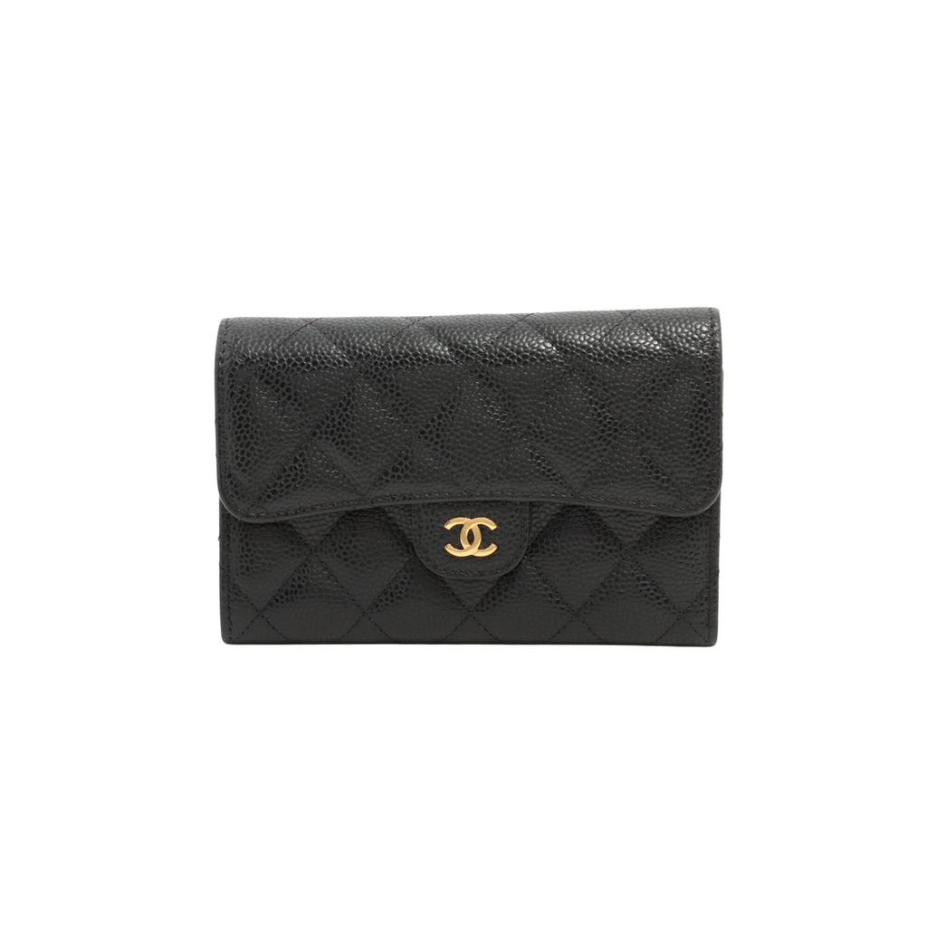 Chanel Black Caviar Compact Wallet