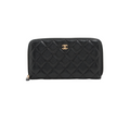 Chanel Long Quilted Caviar Black Wallet