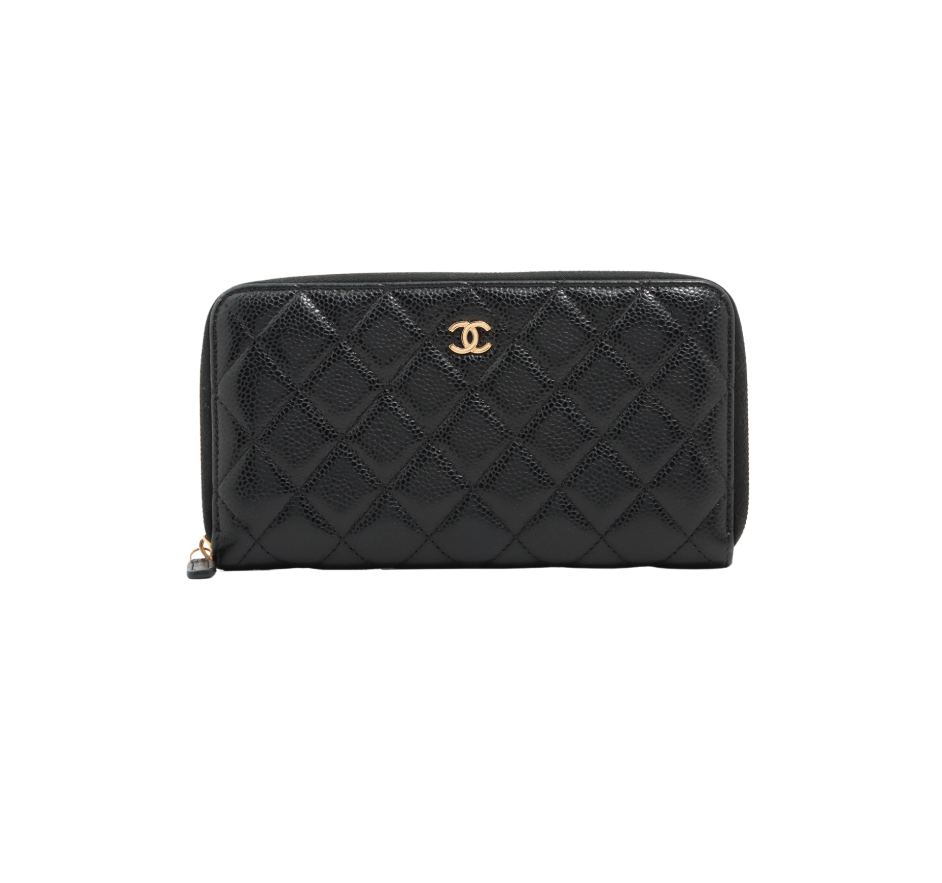 Chanel Long Quilted Caviar Black Wallet
