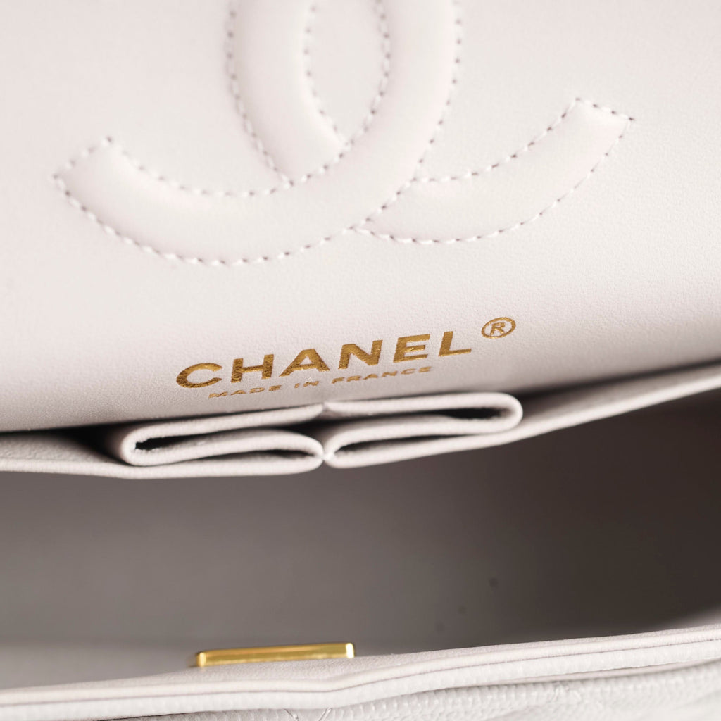 Chanel Small Caviar Double Classic Flap Dove Grey Microchipped