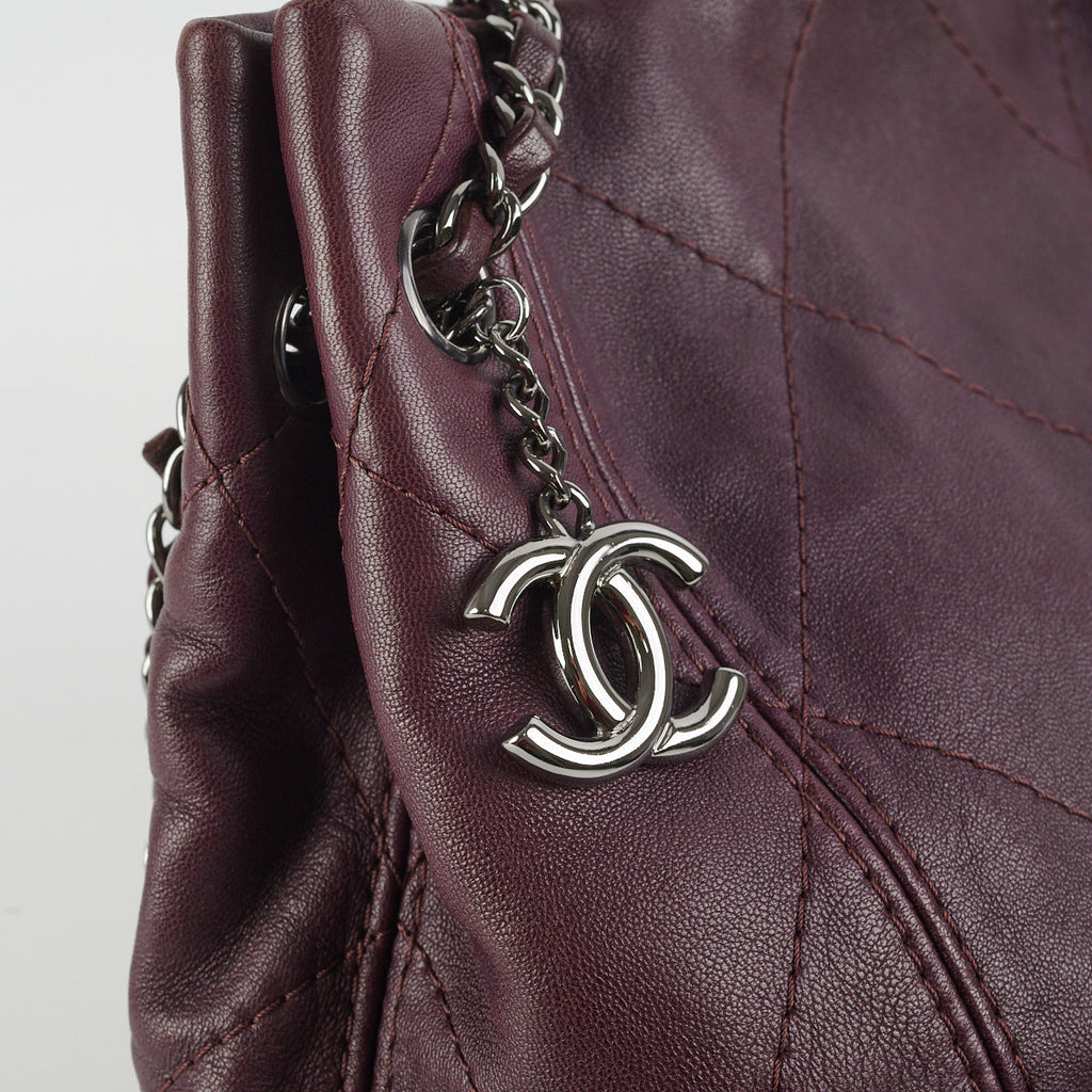 Chanel Quilted Tote Bag Dark Burgundy/Purple