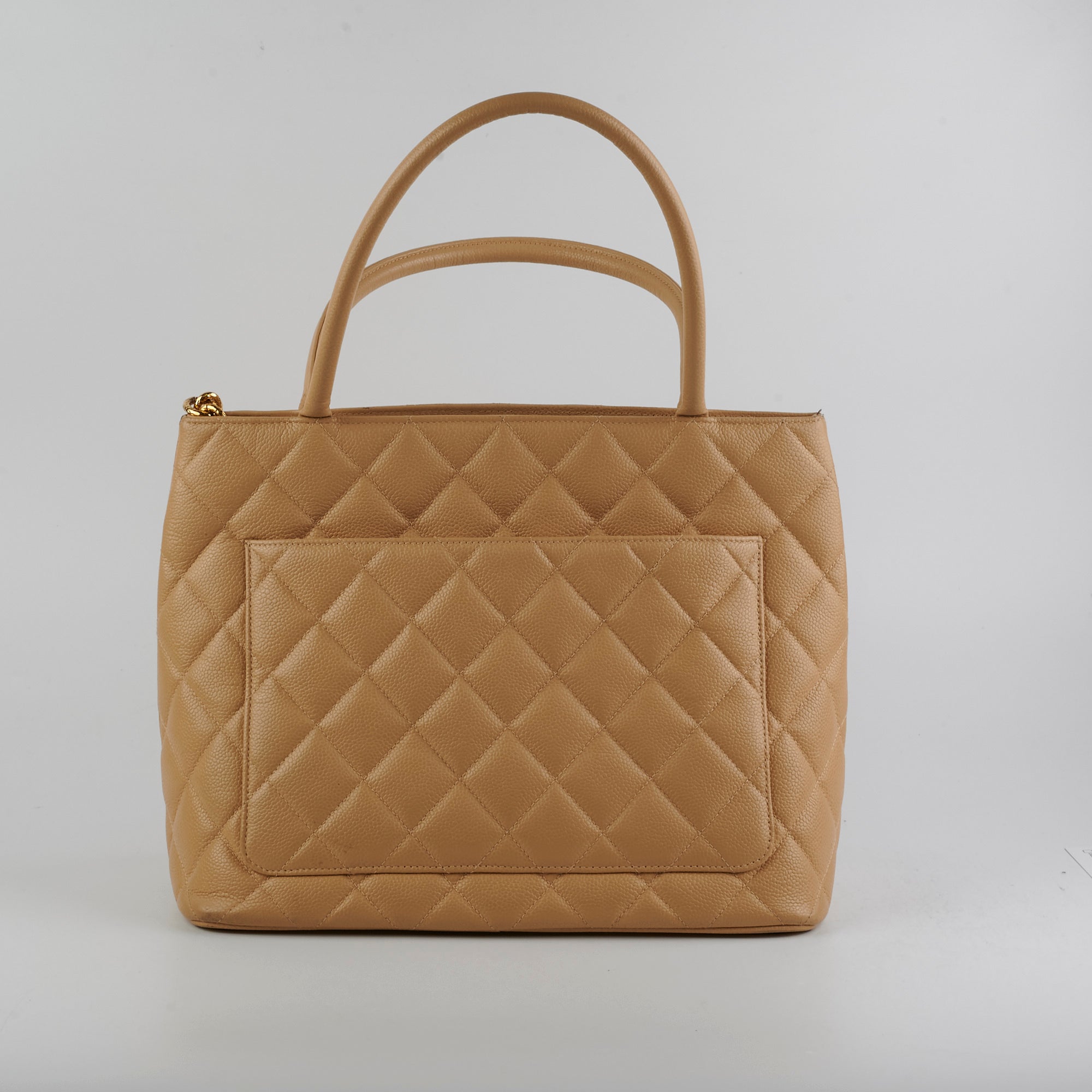 Chanel Caviar Medallion Tote Beige