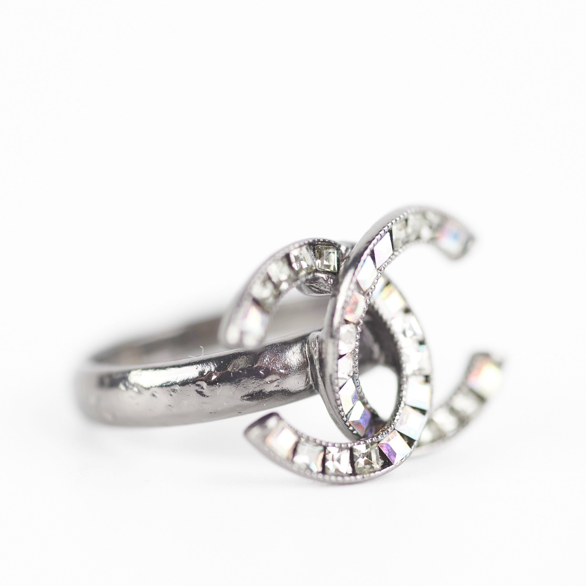 Chanel CC Crystal Logo Ring Costume Jewellery