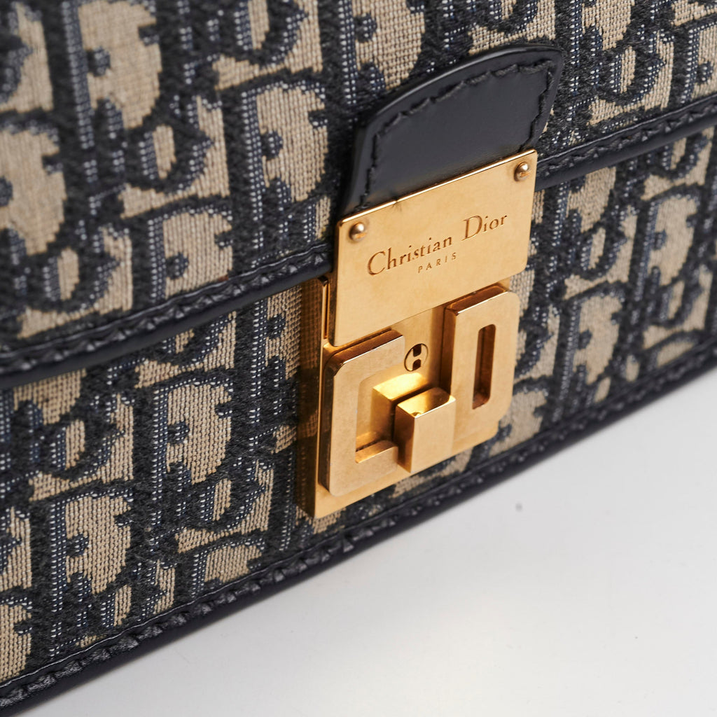 Christian Dior Totter Flap Navy Oblique Crossbody