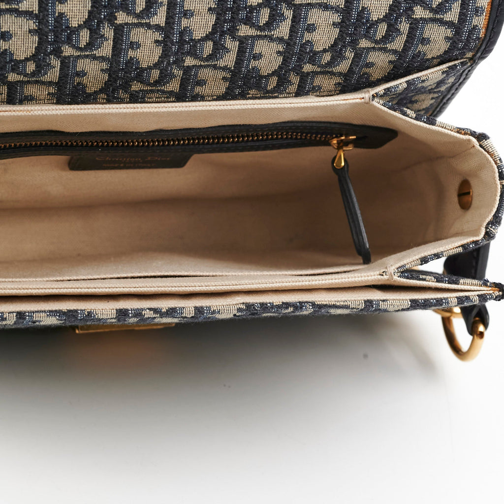 Christian Dior Totter Flap Navy Oblique Crossbody