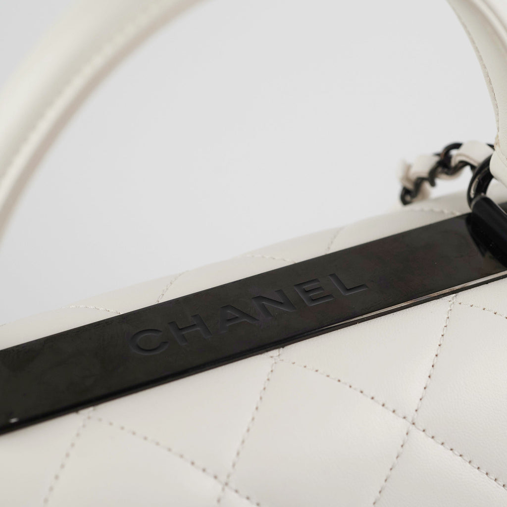 Chanel Quilted Small Trendy CC Dual Handle Flap Bag White (Microchipped)
