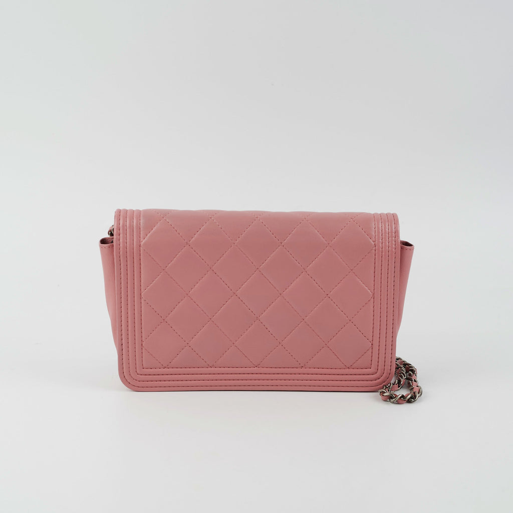 Chanel Boy Wallet On Chain Woc Lambskin Pink