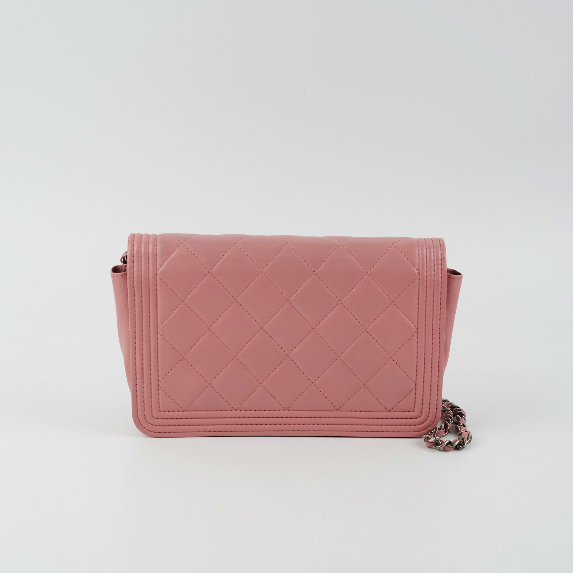 Chanel Boy Wallet On Chain Woc Lambskin Pink