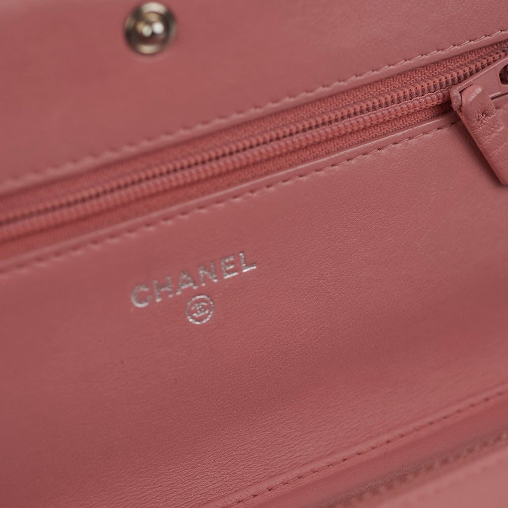 Chanel Boy Wallet On Chain Woc Lambskin Pink