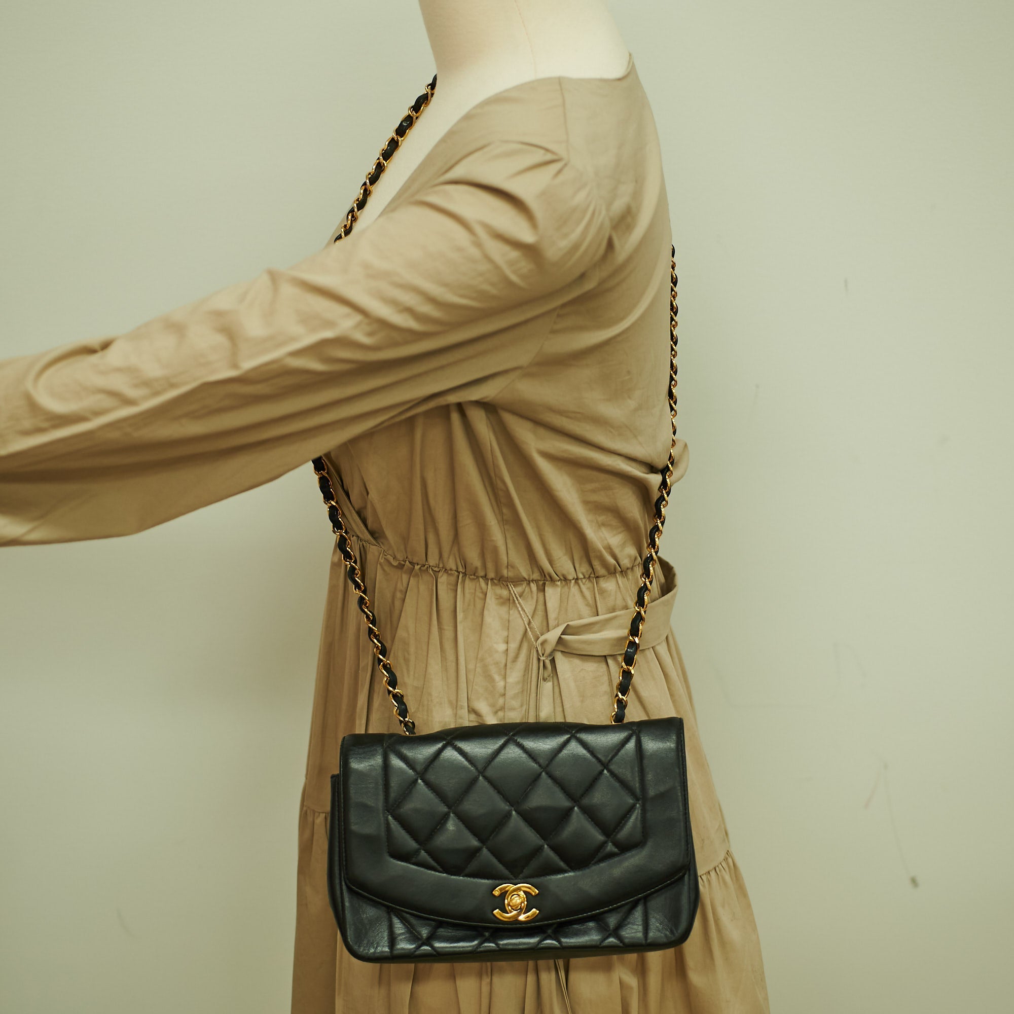 Chanel Vintage Diana Small Black (Recoloured)