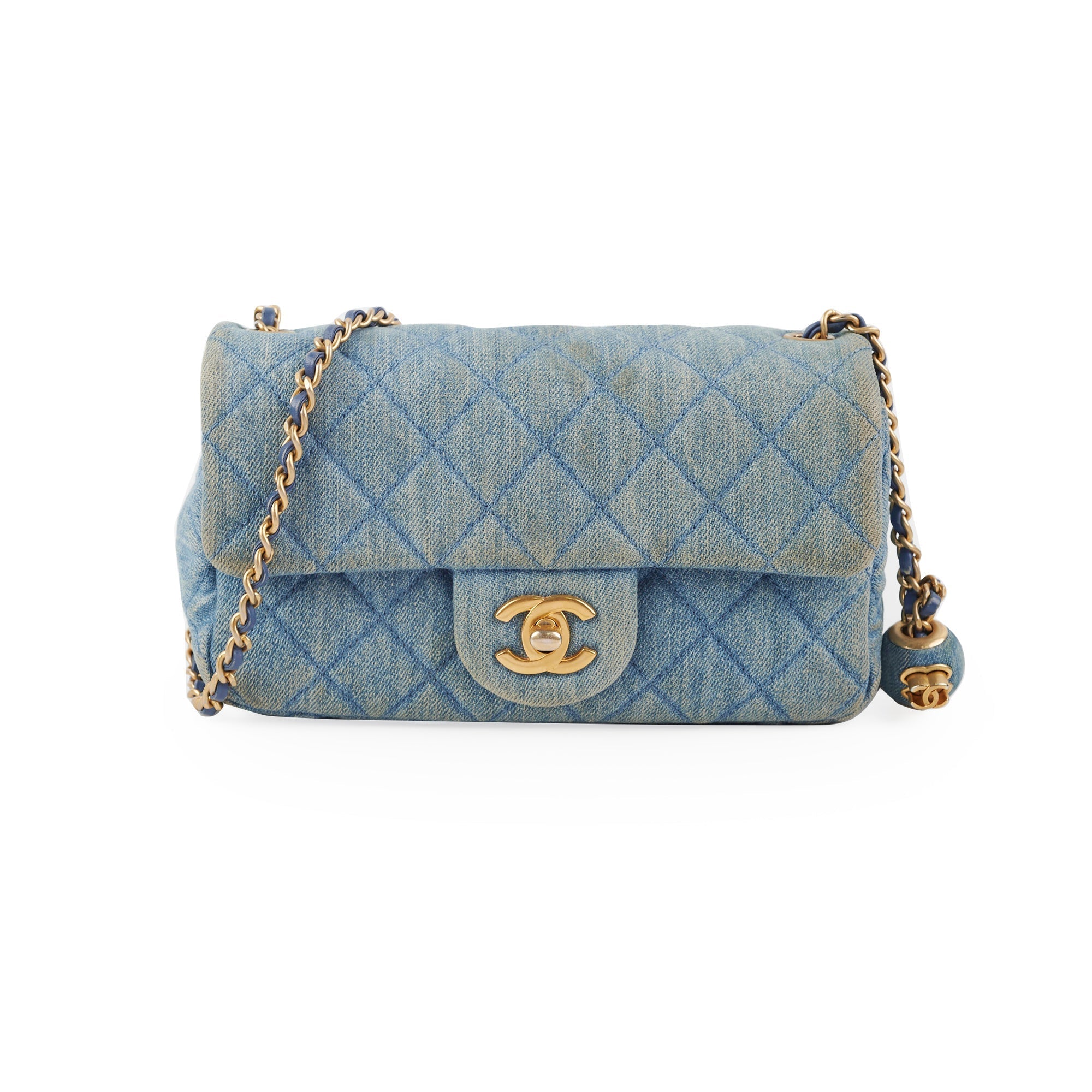Chanel Denim Pearl Crush Mini Rectangle Flap Bag