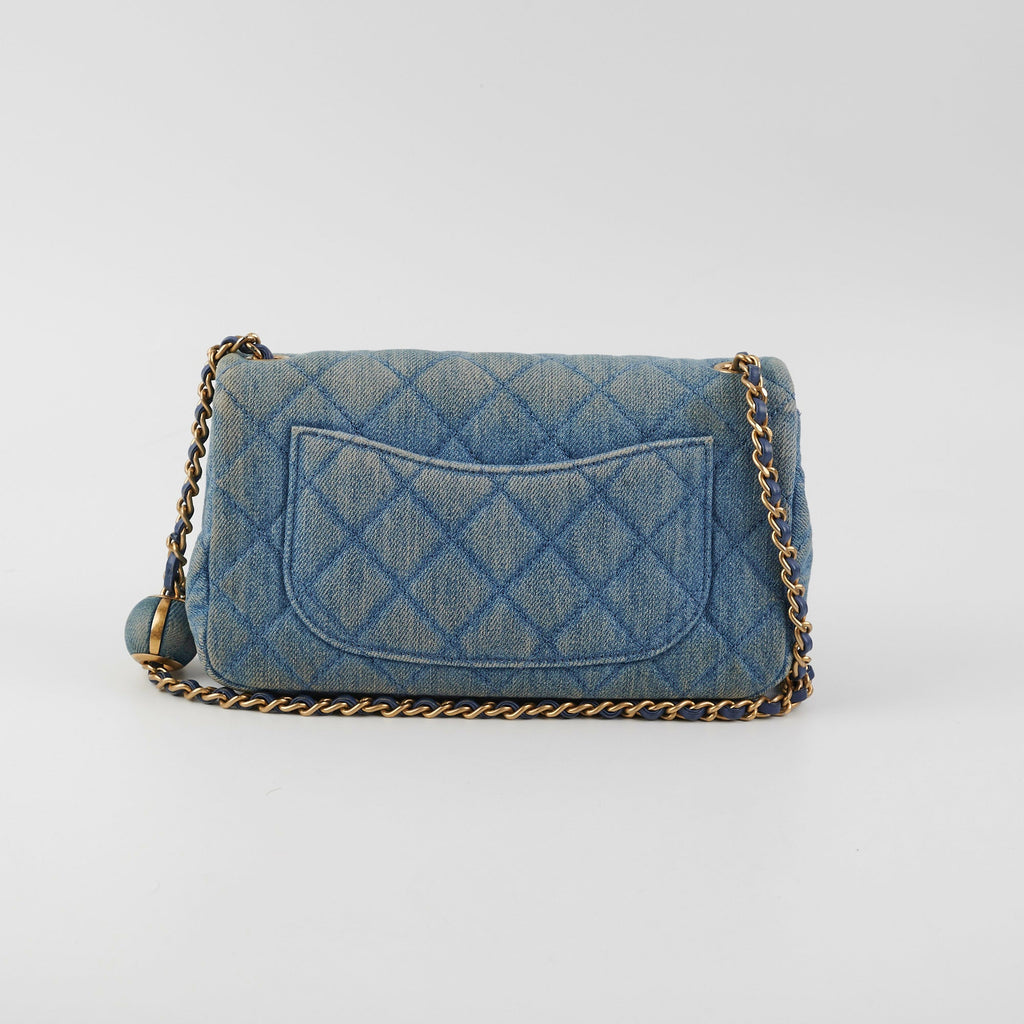 Chanel Denim Pearl Crush Mini Rectangle Flap Bag