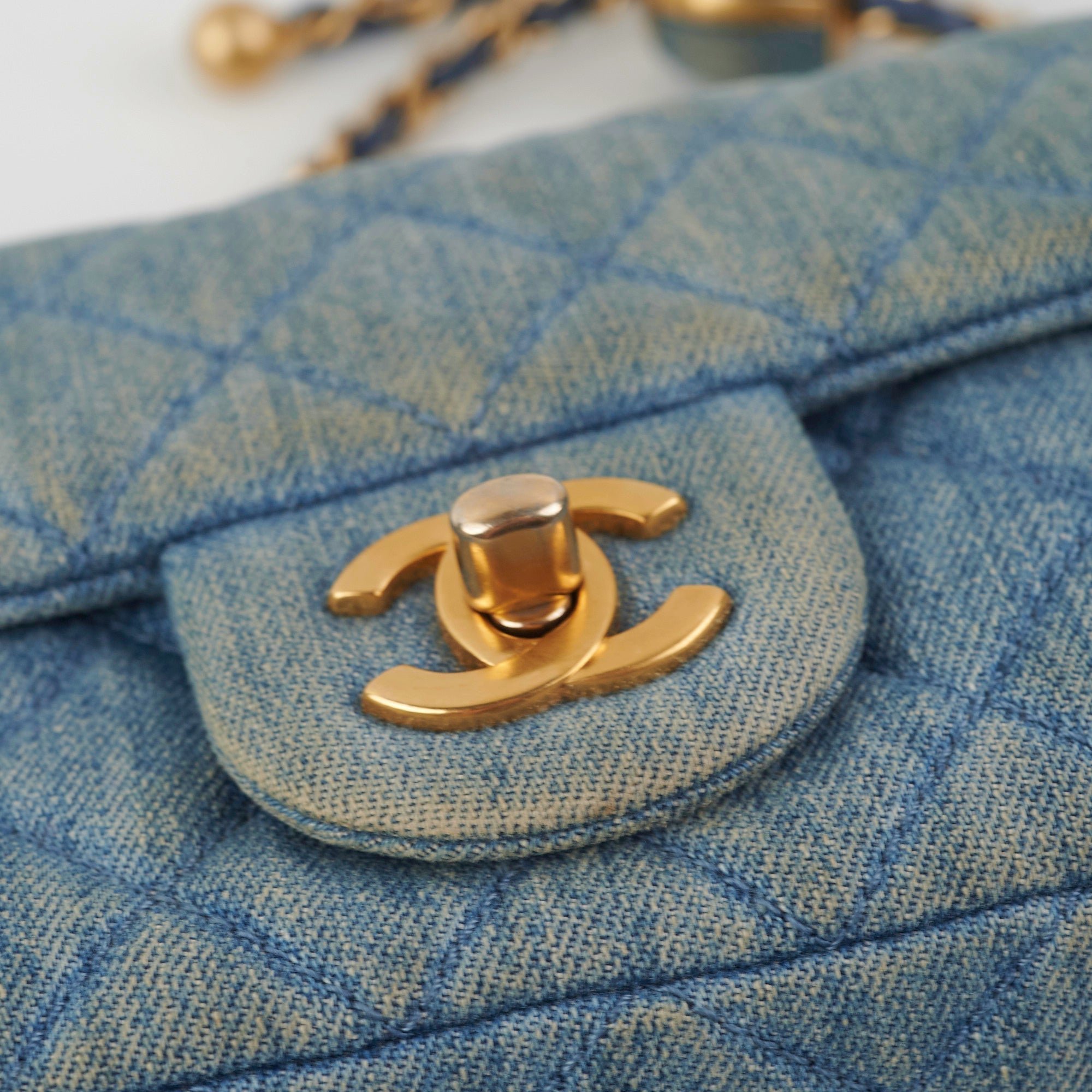 Chanel Denim Pearl Crush Mini Rectangle Flap Bag