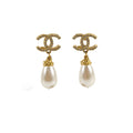 Chanel CC Logo Pearl Drop Earrings Costume Jewellery