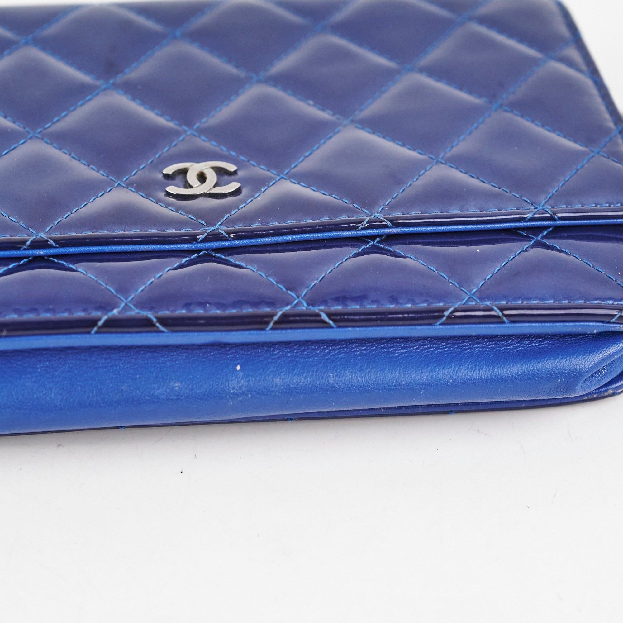 Chanel Wallet On Chain WOC Patent Blue