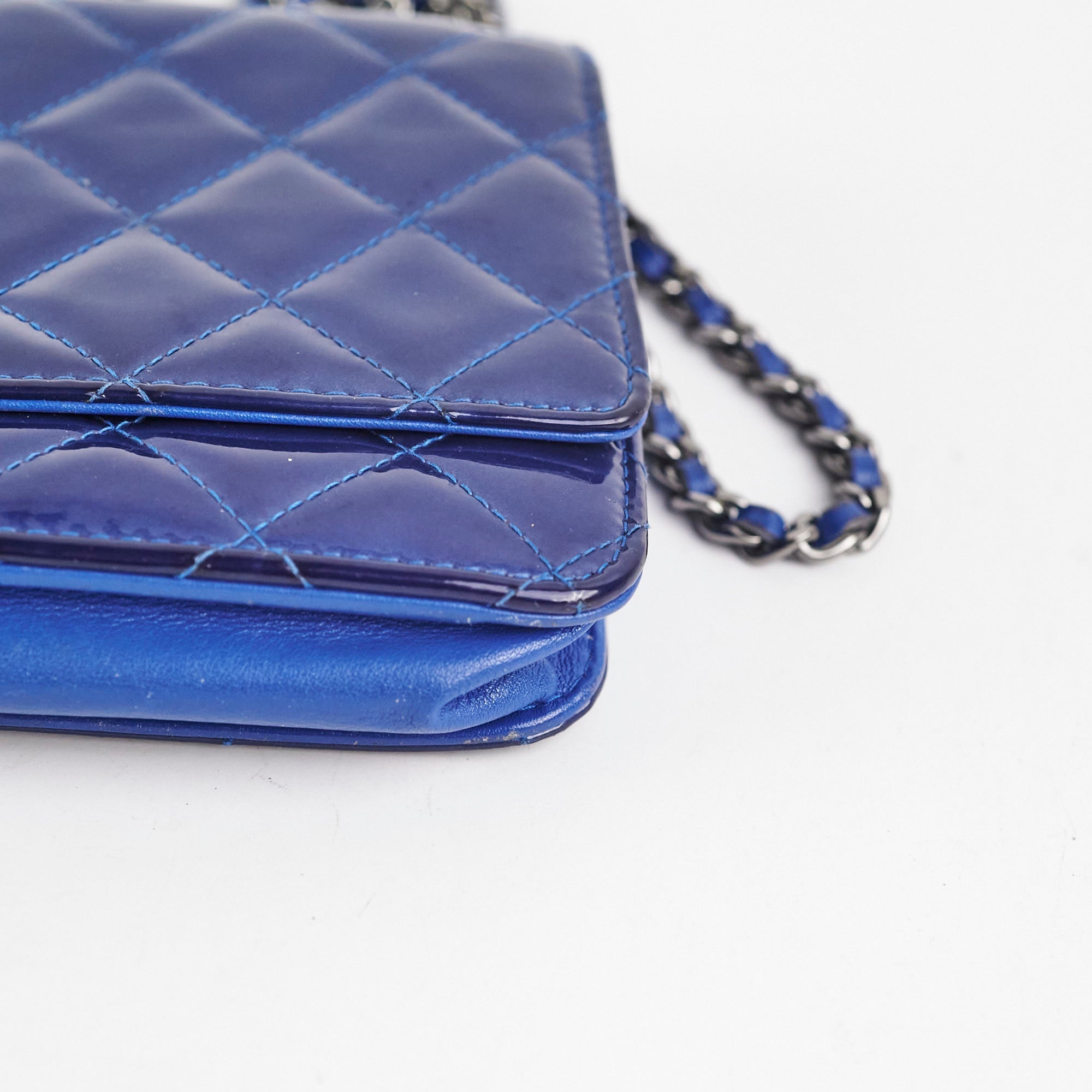 Chanel Wallet On Chain WOC Patent Blue