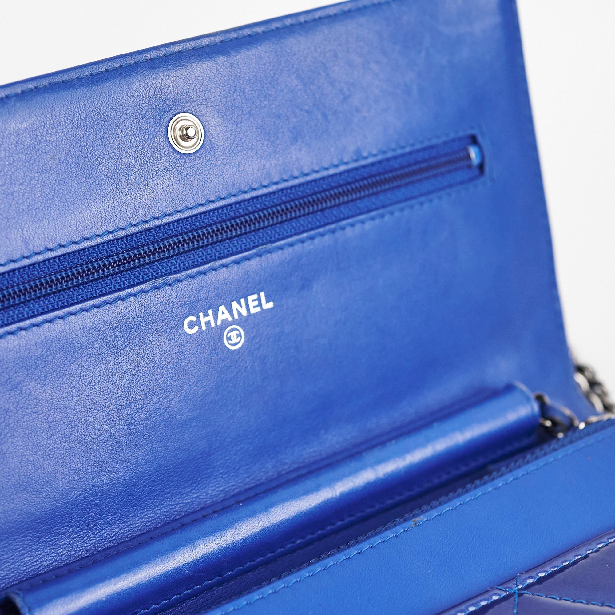 Chanel Wallet On Chain WOC Patent Blue
