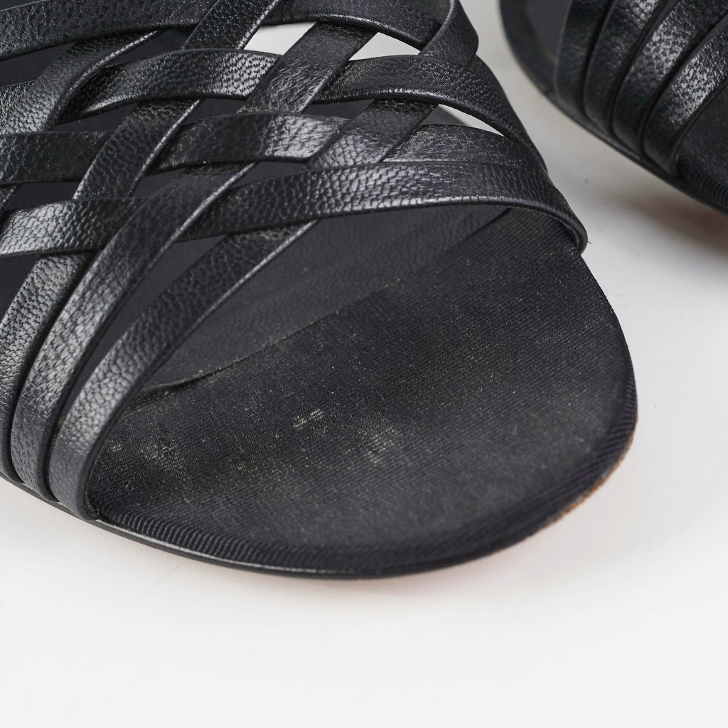 Chanel Sandals Heels Black Size 37.5