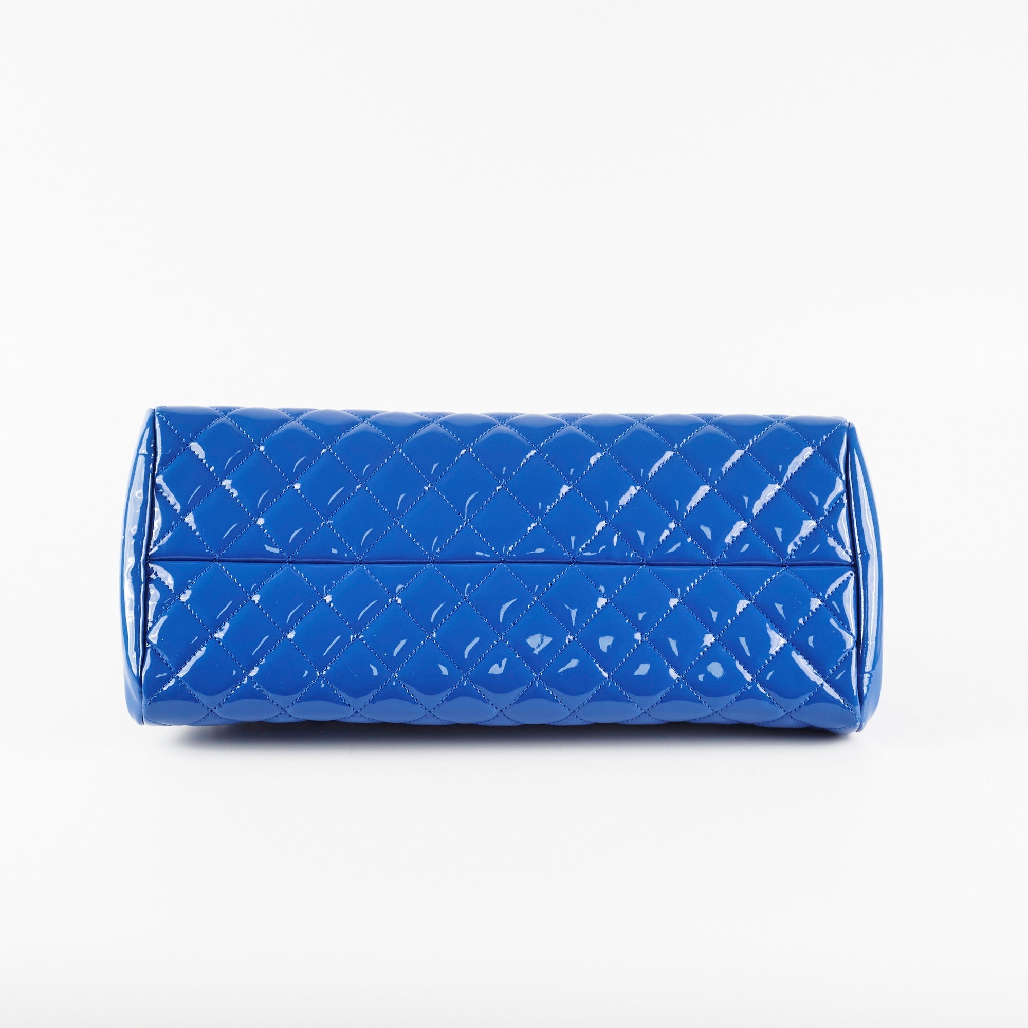 Chanel Just Mademoiselle Patent Blue Bowler Bag