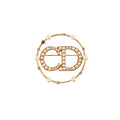 Christian Dior CD Gold Rhinestone Pearl Brooch Costume Jewellery