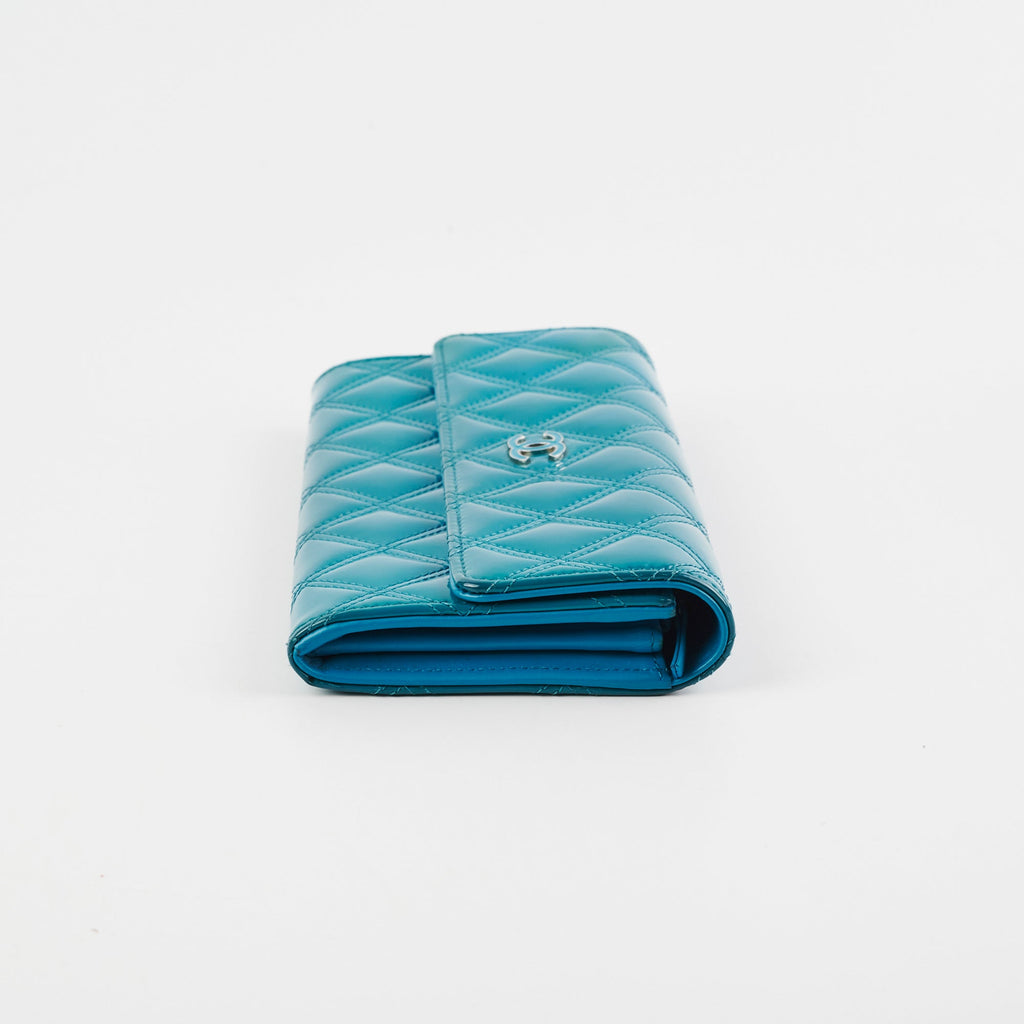 Chanel Long Patent Blue Wallet
