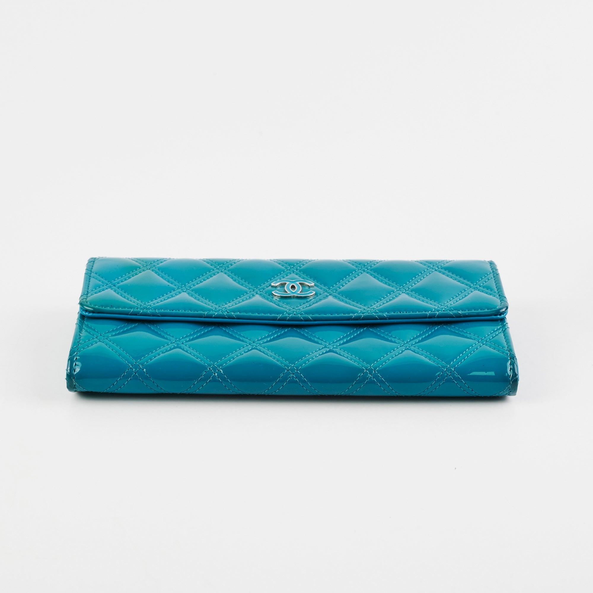 Chanel Long Patent Blue Wallet