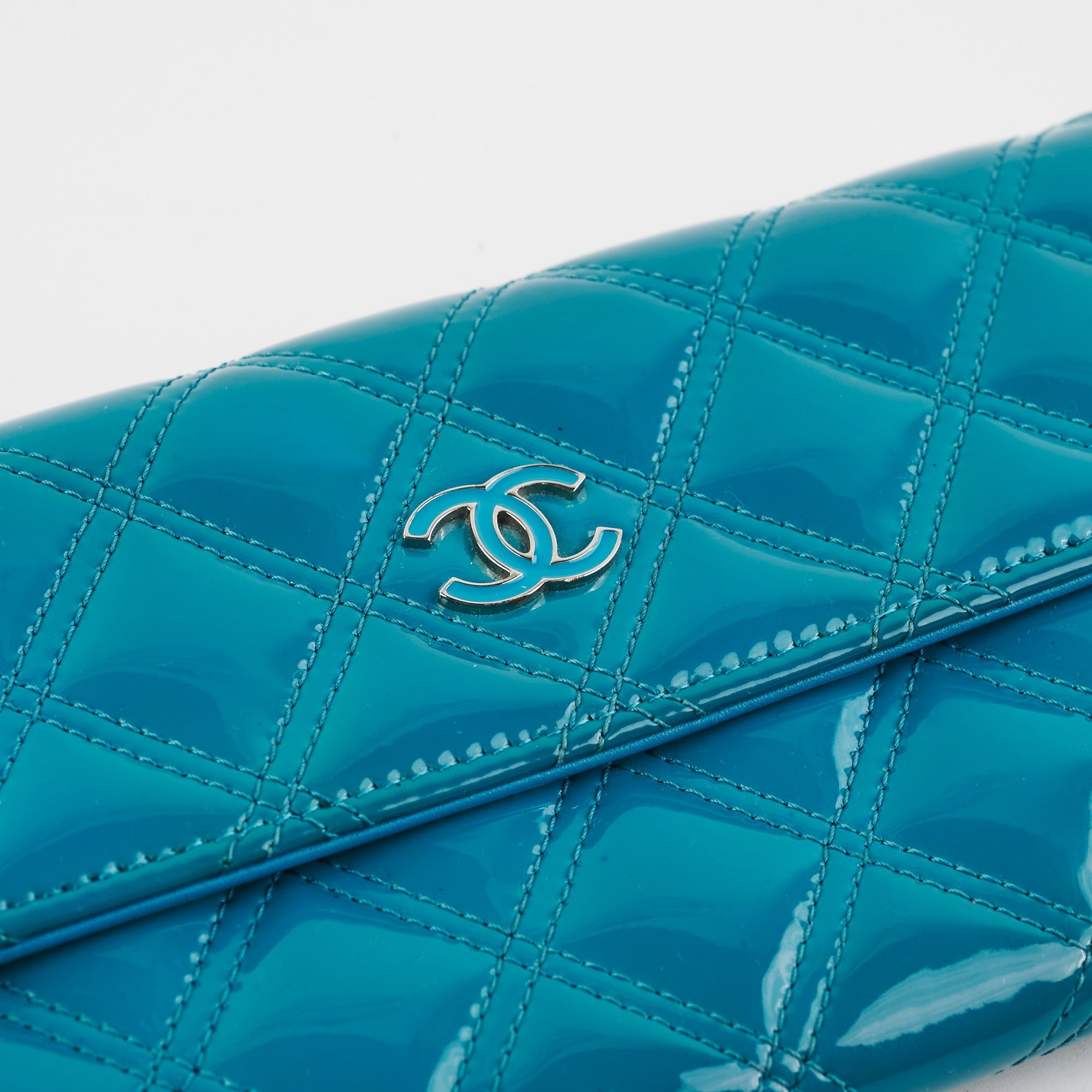 Chanel Long Patent Blue Wallet