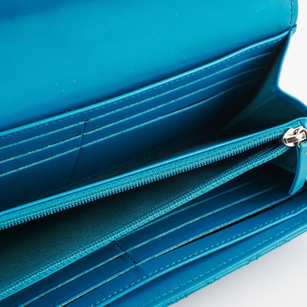 Chanel Long Patent Blue Wallet