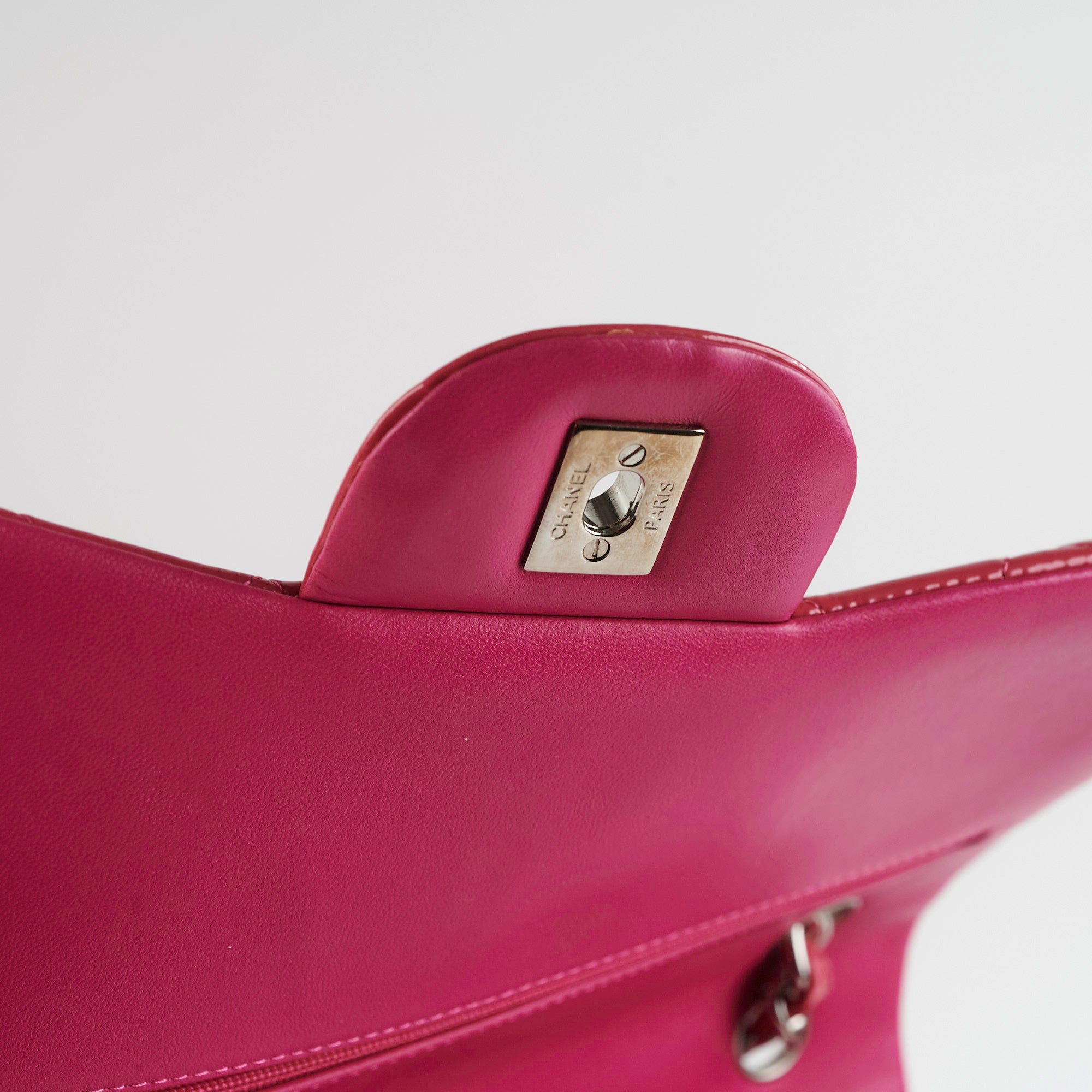 Chanel Classic Jumbo Pink Patent Flap