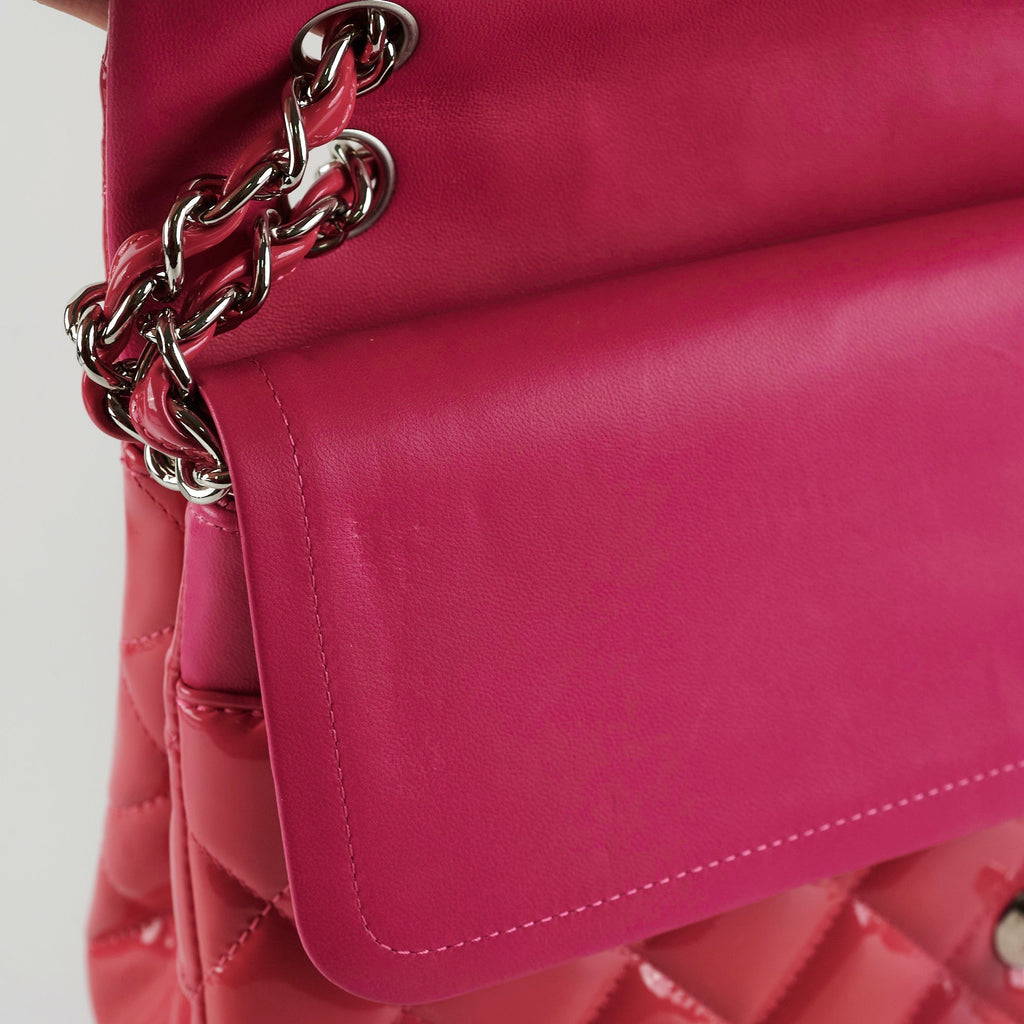 Chanel Classic Jumbo Pink Patent Flap