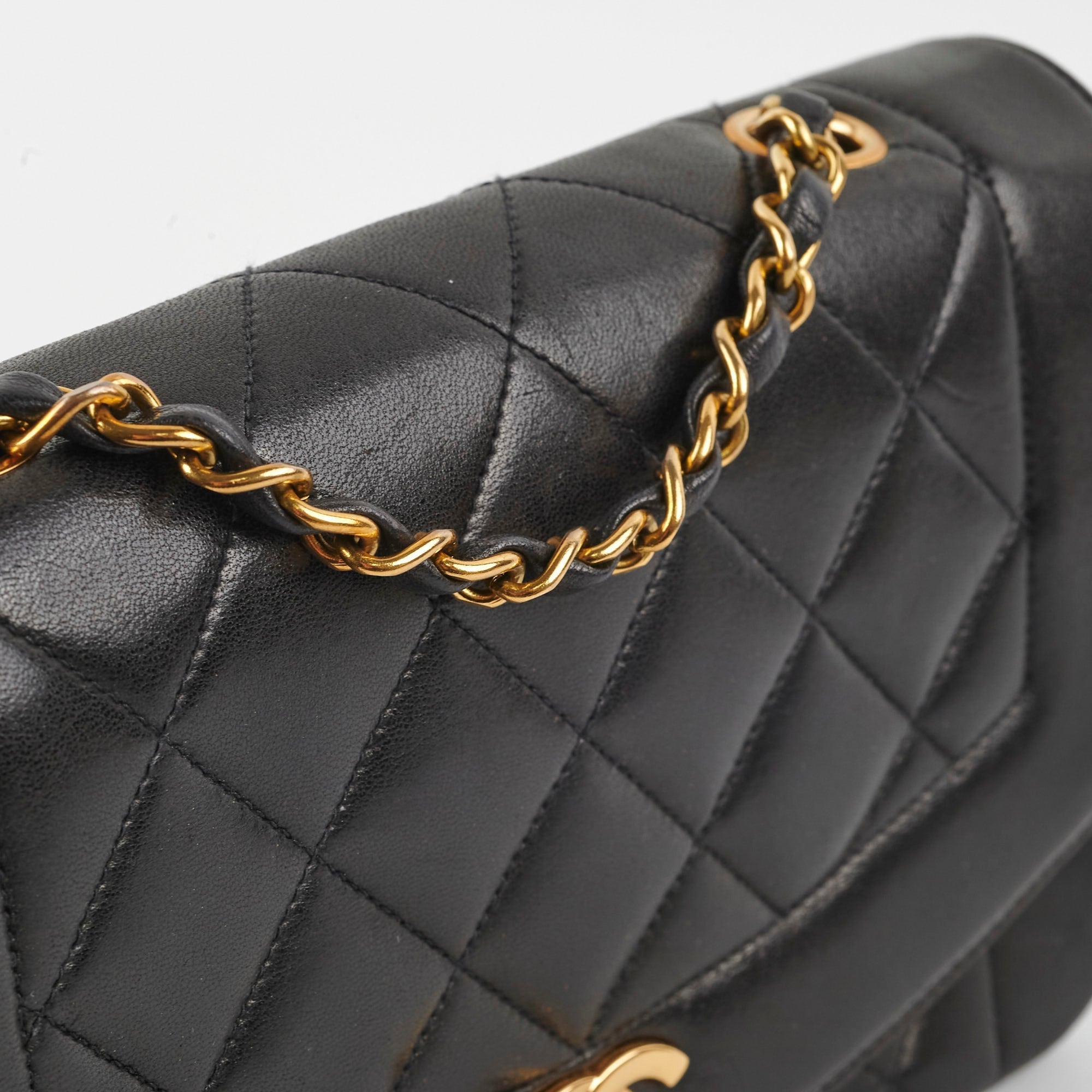 Chanel Vintage Small Diana Lambskin Black - Series 3