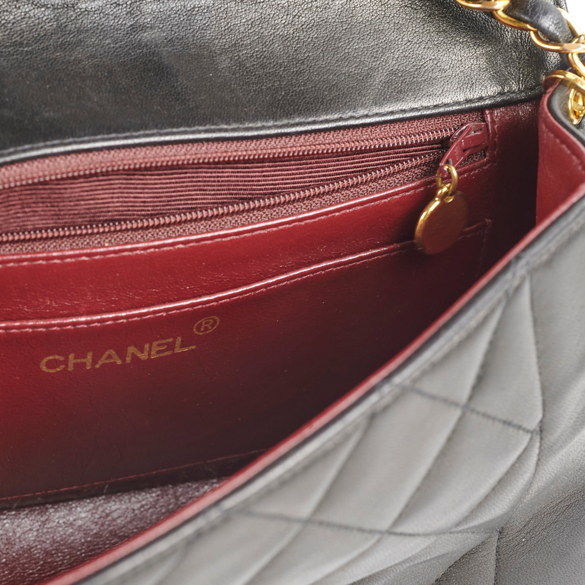 Chanel Vintage Small Diana Lambskin Black - Series 3