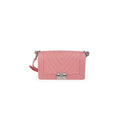 Chanel Chevron Quilted Boy Flag Old Medium Lambskin Pink