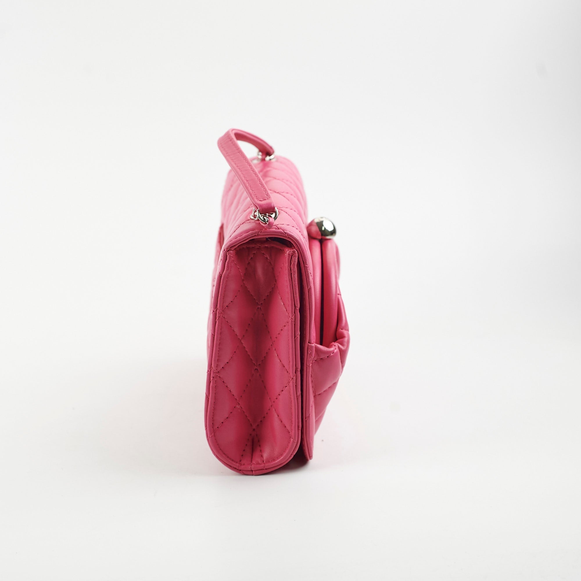 Chanel Lambskin Leather Kiss-Lock Pocket Crossbody Bag Pink