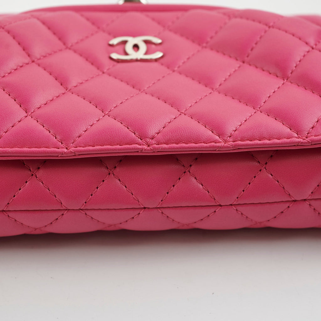 Chanel Lambskin Leather Kiss-Lock Pocket Crossbody Bag Pink