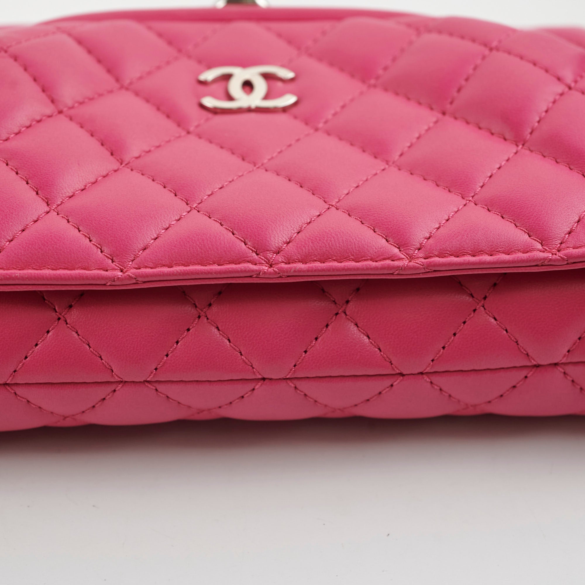 Chanel Lambskin Leather Kiss-Lock Pocket Crossbody Bag Pink